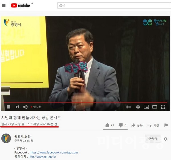 [웰빙]박승원 시장, '시민공감 콘서트' 유튜브 시청 겨우 80명?